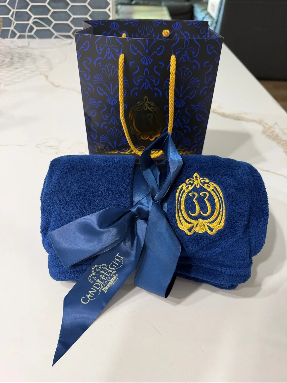 NWOT Disney Club 33 Candlelight 2014 Plush Blue Throw Blanket Rare